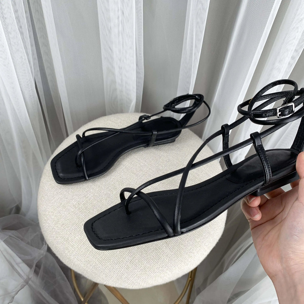 Women's Gladiator Sandals – Bohemian Ankle Cross-Strap Flat Beach Shoes