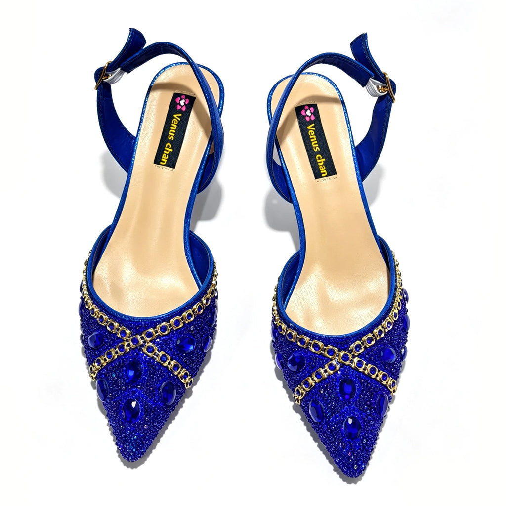 Women's Purple & Gold High Heel Pumps with Matching Bag – Elegant Wedding Shoe Set