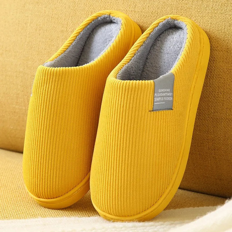 Unisex Plush Winter Slippers – Thick Soft-Soled Non-Slip Indoor House Shoes