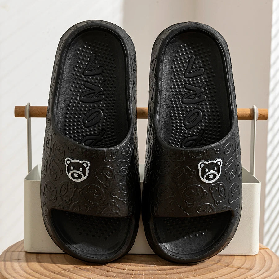 Cute Bear Slippers for Women & Men – Soft Cartoon Summer Sandals