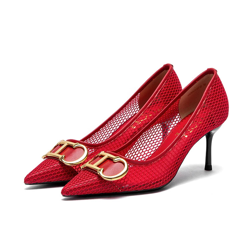 CHCH Women's 7CM High Heels – Hollow Design Red Business & Evening Shoes