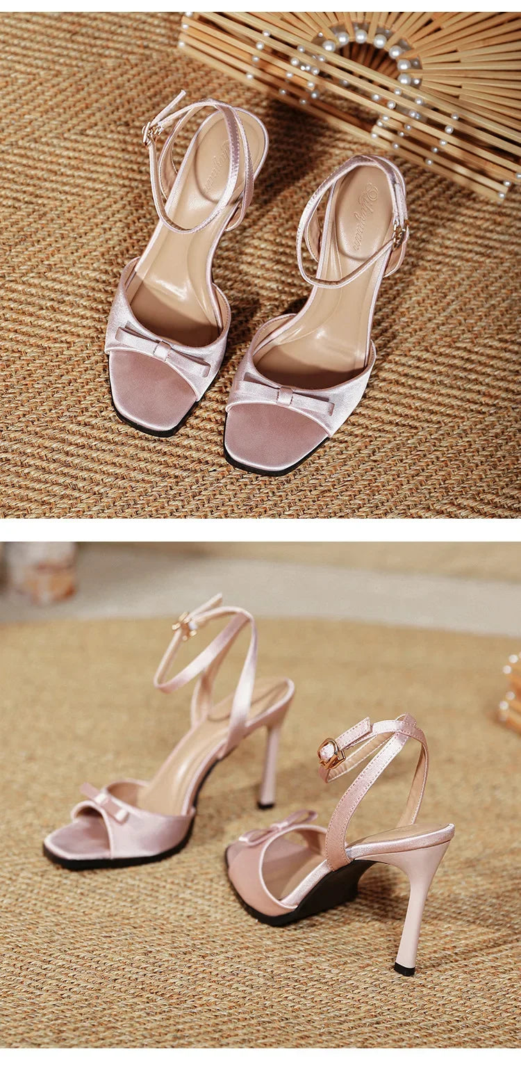 Women's Elegant High Heel Sandals – Bowknot Ankle Strap Dress Shoes