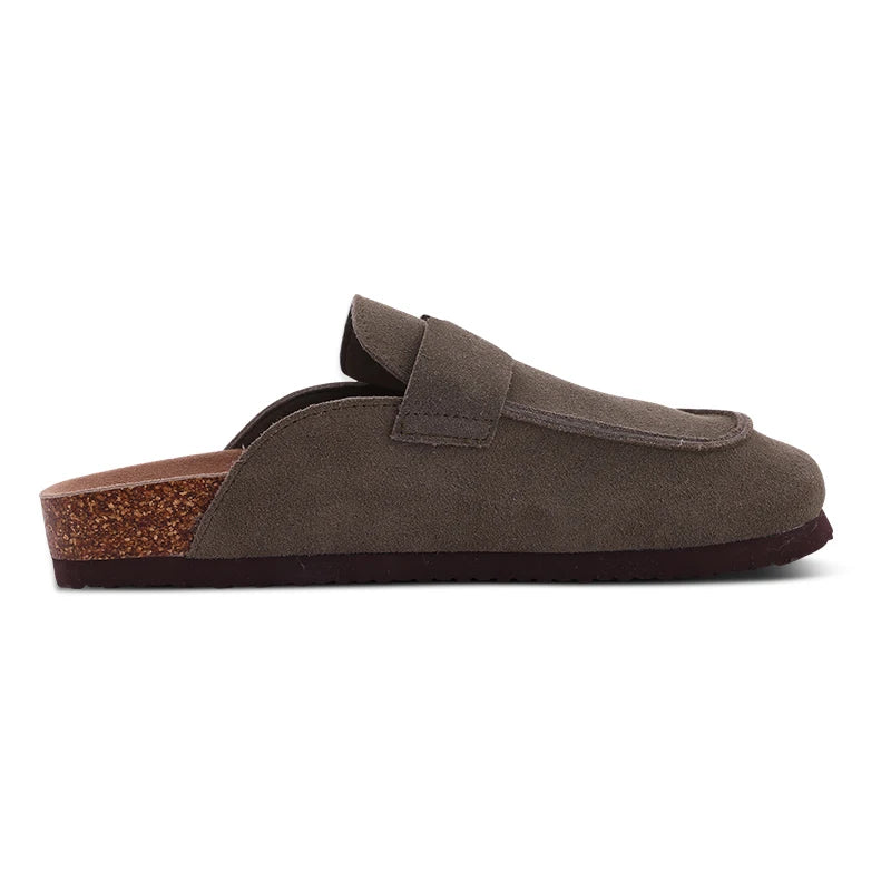 Litfun Women's Cork Clogs – Suede Mules with Arch Support & Non-Slip Sole