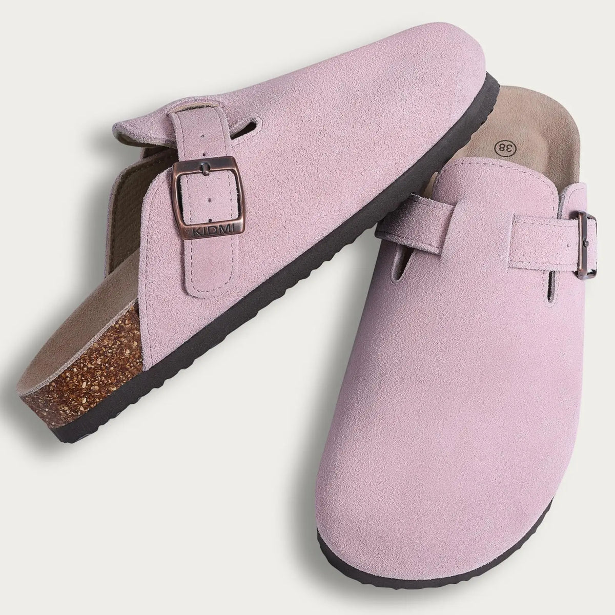 Litfun Women's Cork Clogs – Suede Mules with Arch Support & Non-Slip Sole
