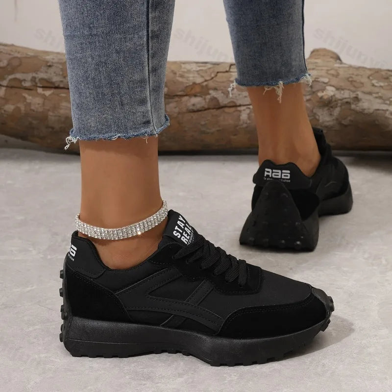 Women's Casual Platform Sneakers – Fashion Lace-Up Walking & Running Shoes, Non-Slip Outdoor Sports Shoes