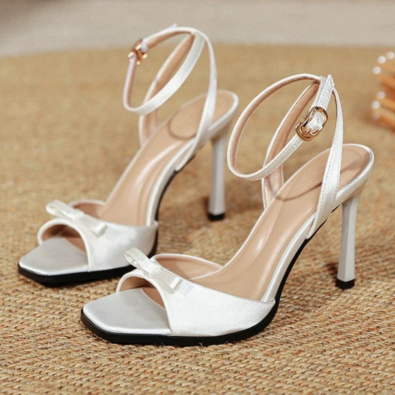 Women's Elegant High Heel Sandals – Bowknot Ankle Strap Dress Shoes
