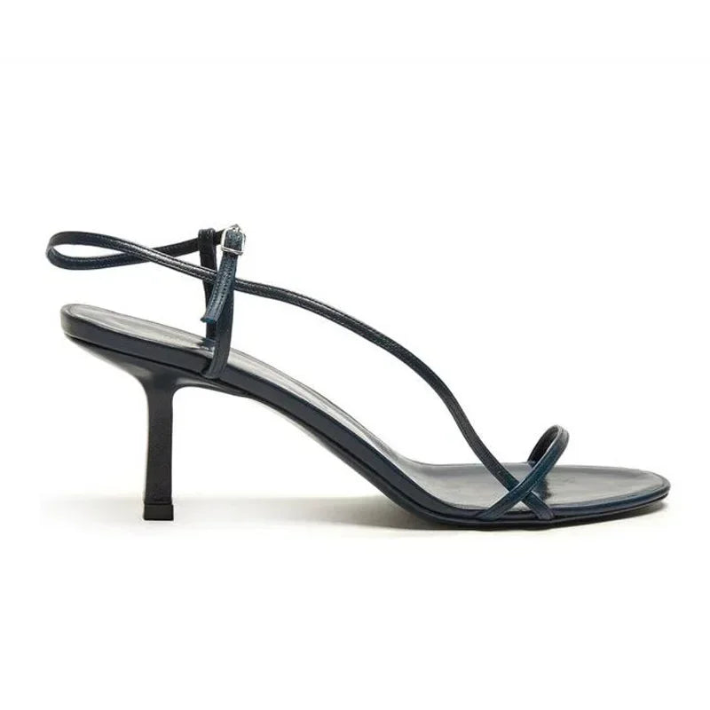 French Style Women Sandal Fashion Narrow Band High Heel Heel Ladies Gladiator Shoes Pointed Toe Ankle Buckle Zapatos Muje
