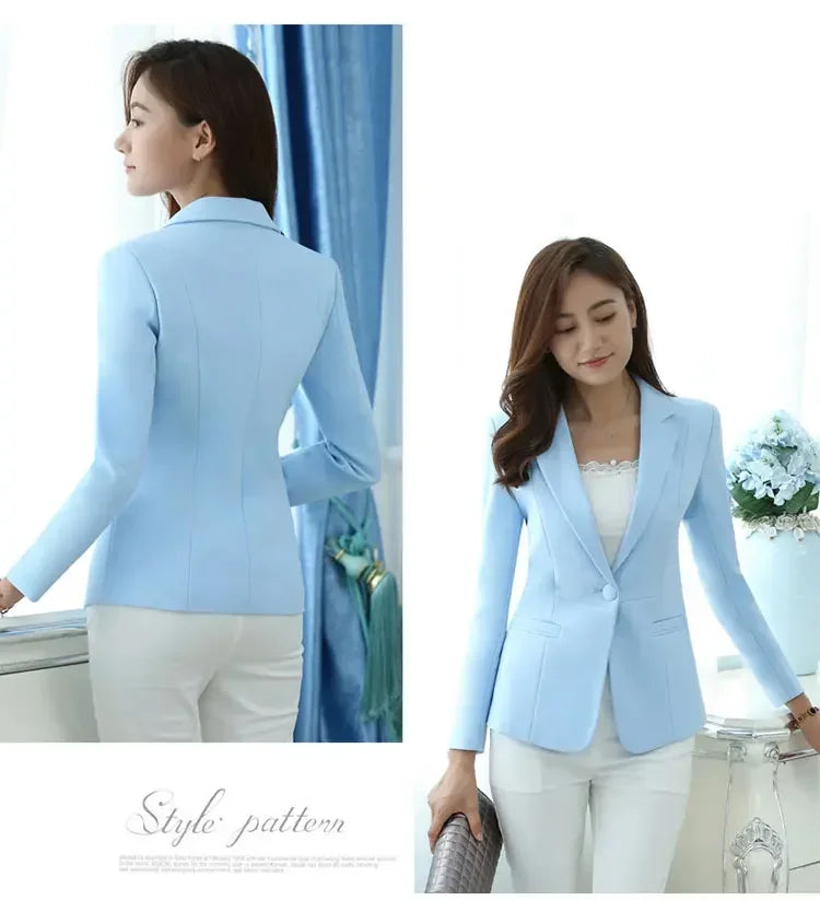 Women's Pink Blazer – Elegant Long-Sleeve Office Jacket for Work & Casual Wear