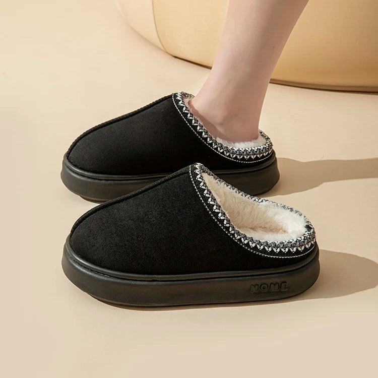 Women's Platform Fluffy Slippers – Plush Winter House Shoes with Soft Comfort