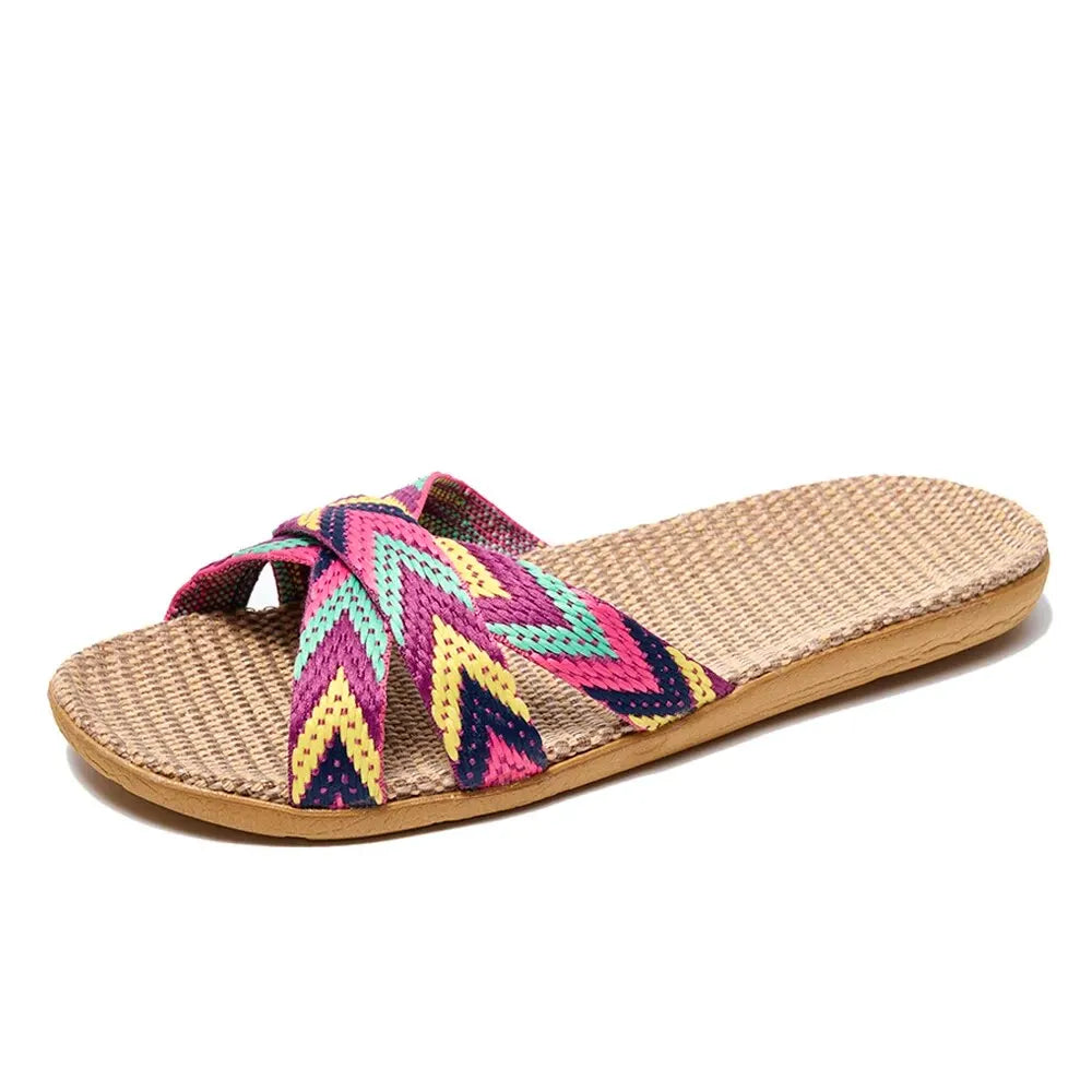 Women's Lightweight Linen Slippers – Soft Indoor Home Shoes for Couples