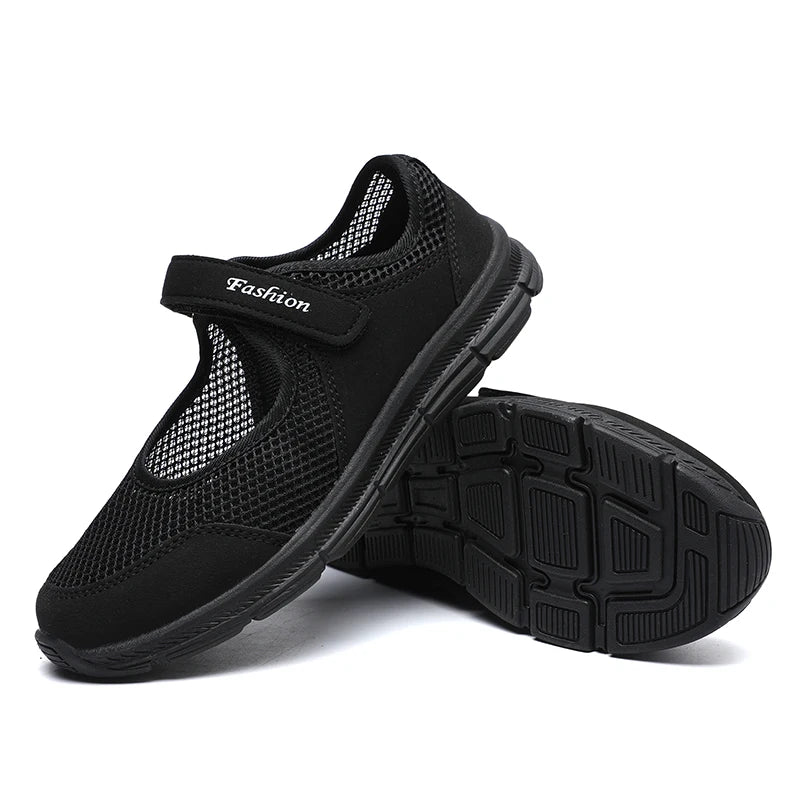 Women's White Mesh Sneakers – Breathable Vulcanized Casual Walking Shoes
