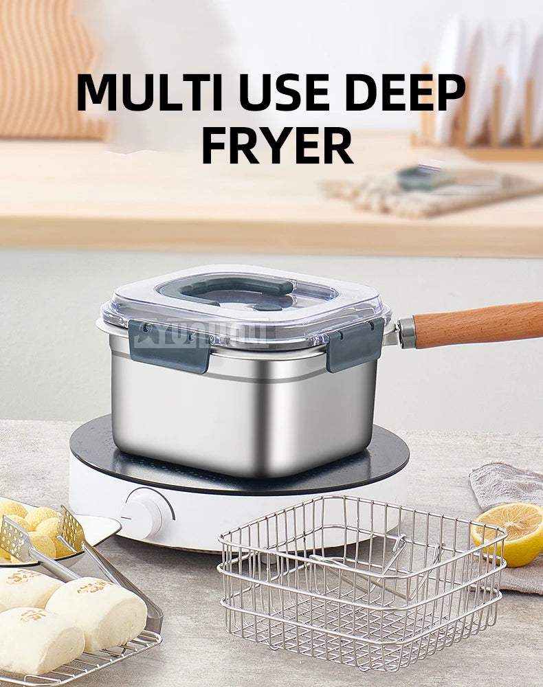Portable Stainless Steel Deep Frying Pan
