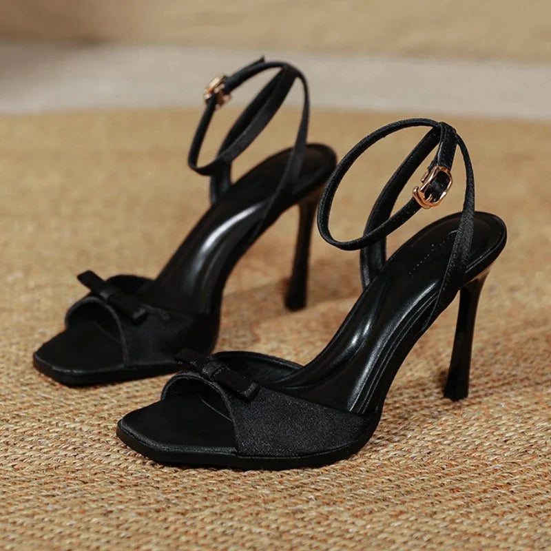 Women's Elegant High Heel Sandals – Bowknot Ankle Strap Dress Shoes