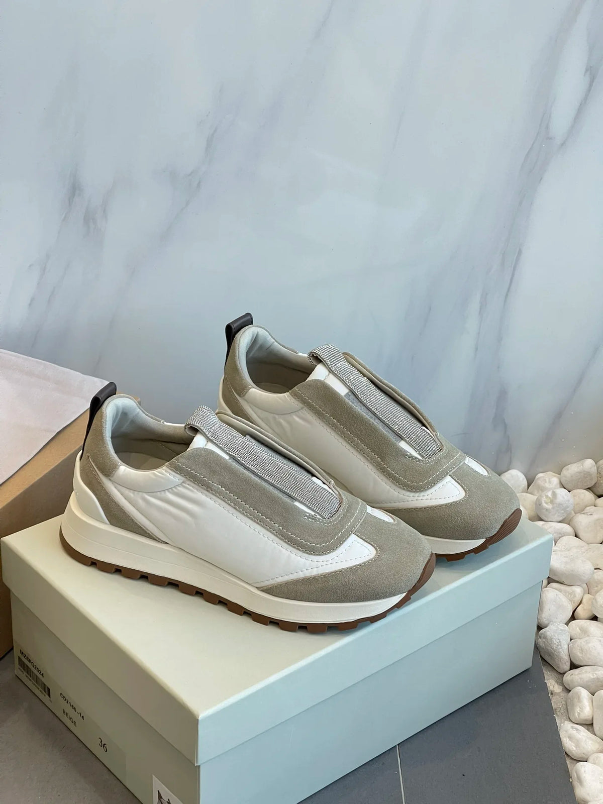Women's Genuine Leather Beaded Slip-On Sneakers – Vulcanized Casual Shoes