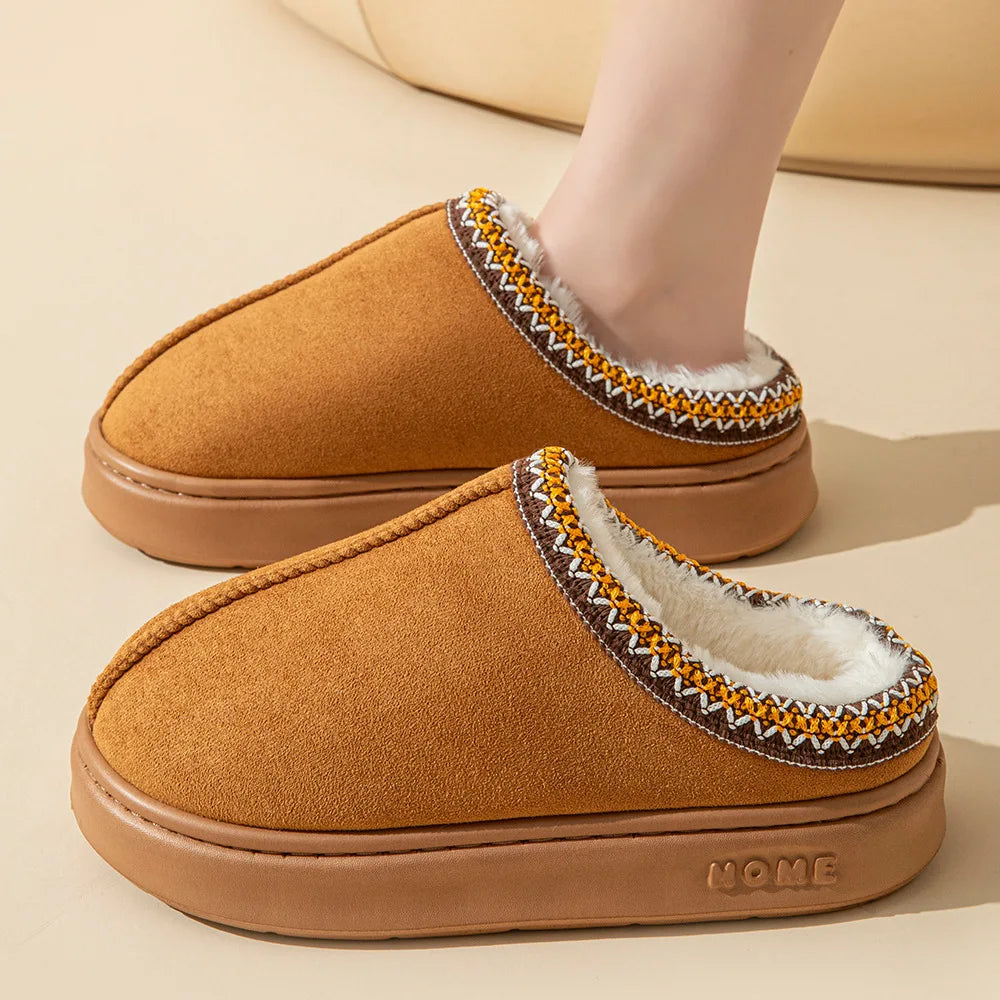 Women's Platform Fluffy Slippers – Plush Winter House Shoes with Soft Comfort