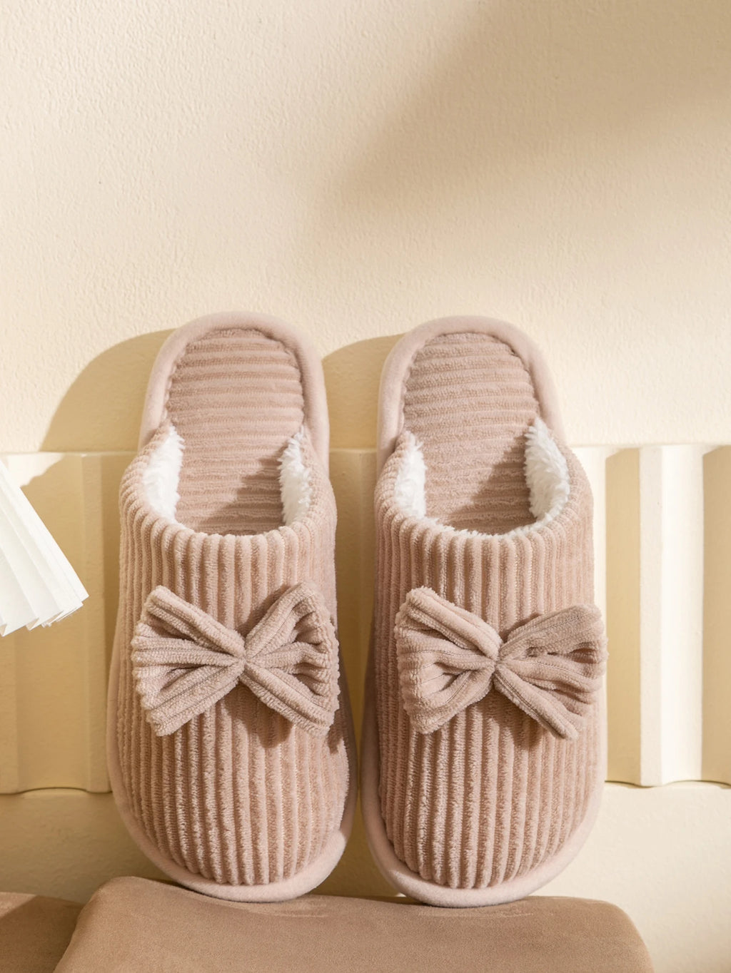 Women's Bow Slippers – Soft Warm Indoor House Shoes for Fall & Winter