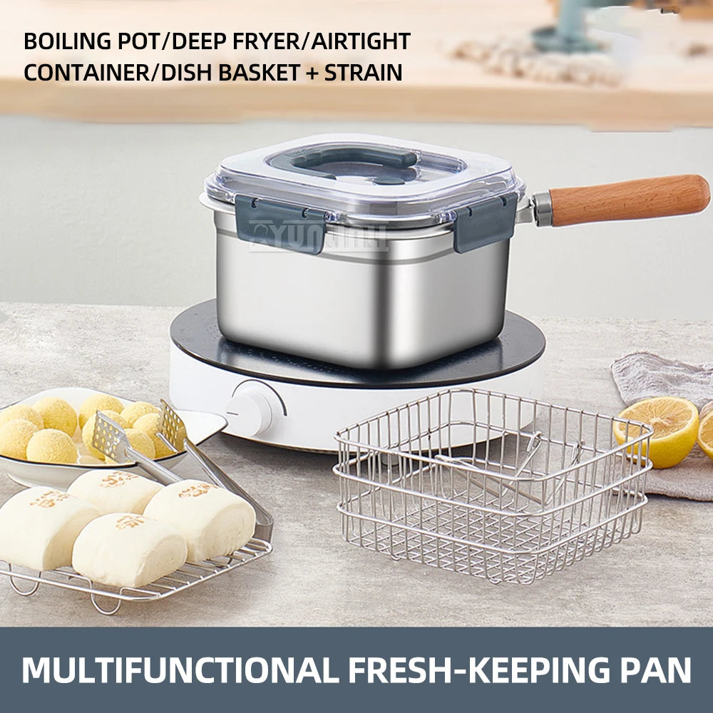 Portable Stainless Steel Deep Frying Pan