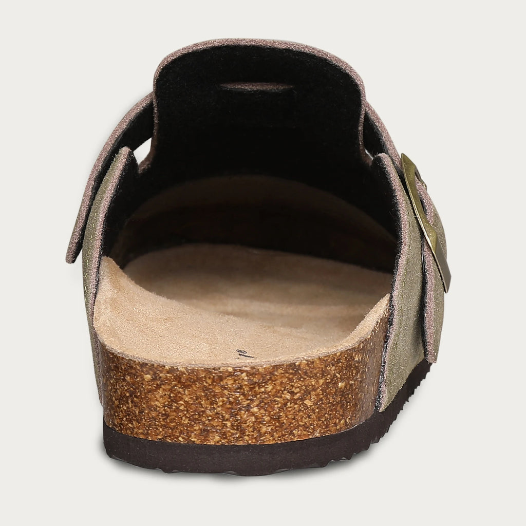 Unisex Suede Mules & Clogs – Cork Insole Sandals with Arch Support