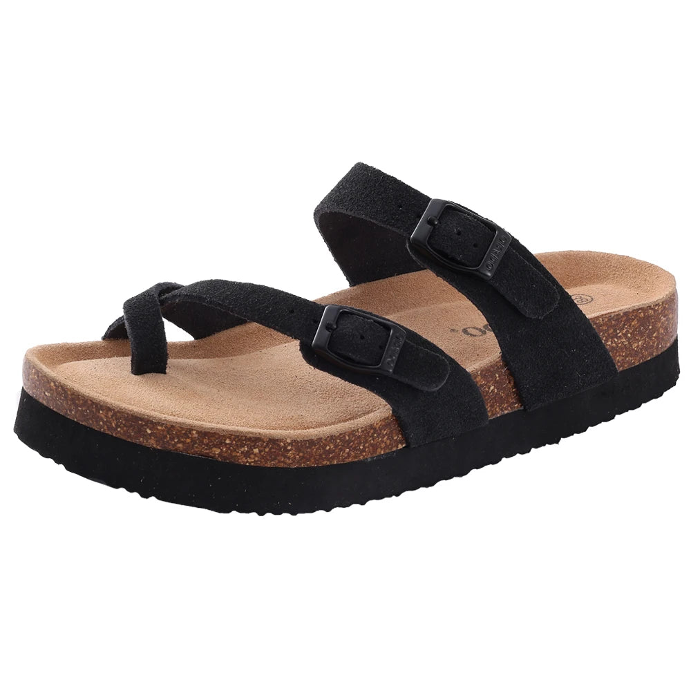 Litfun Women's Cork Clogs – Suede Mules with Arch Support & Non-Slip Sole