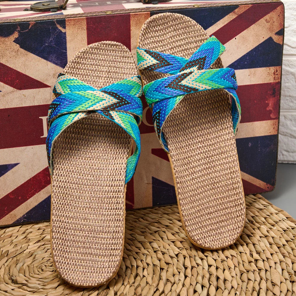 Women's Lightweight Linen Slippers – Soft Indoor Home Shoes for Couples