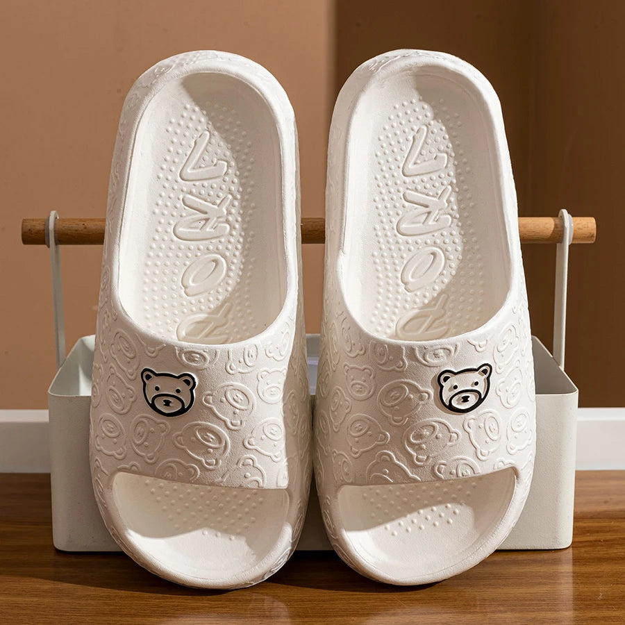 Cute Bear Slippers for Women & Men – Soft Cartoon Summer Sandals