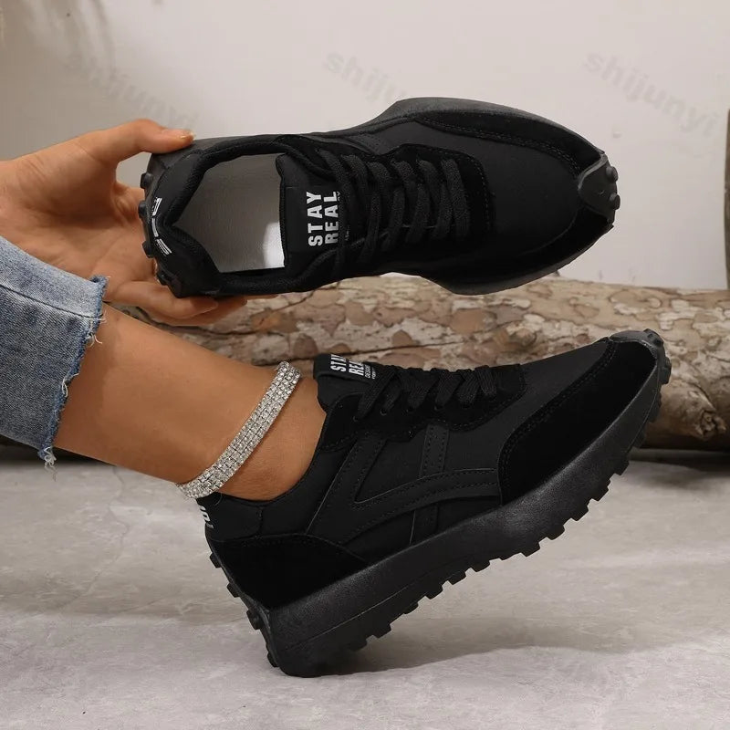 Women's Casual Platform Sneakers – Fashion Lace-Up Walking & Running Shoes, Non-Slip Outdoor Sports Shoes