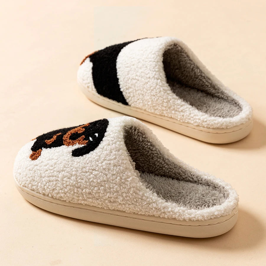 Cute Dachshund Dog Slippers for Women – Warm Plush Winter Indoor House Shoes