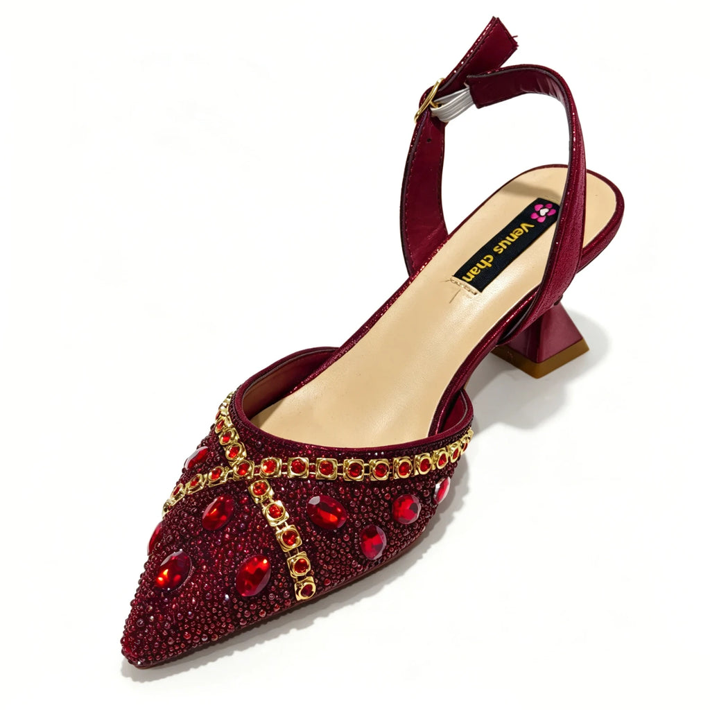 Women's Purple & Gold High Heel Pumps with Matching Bag – Elegant Wedding Shoe Set