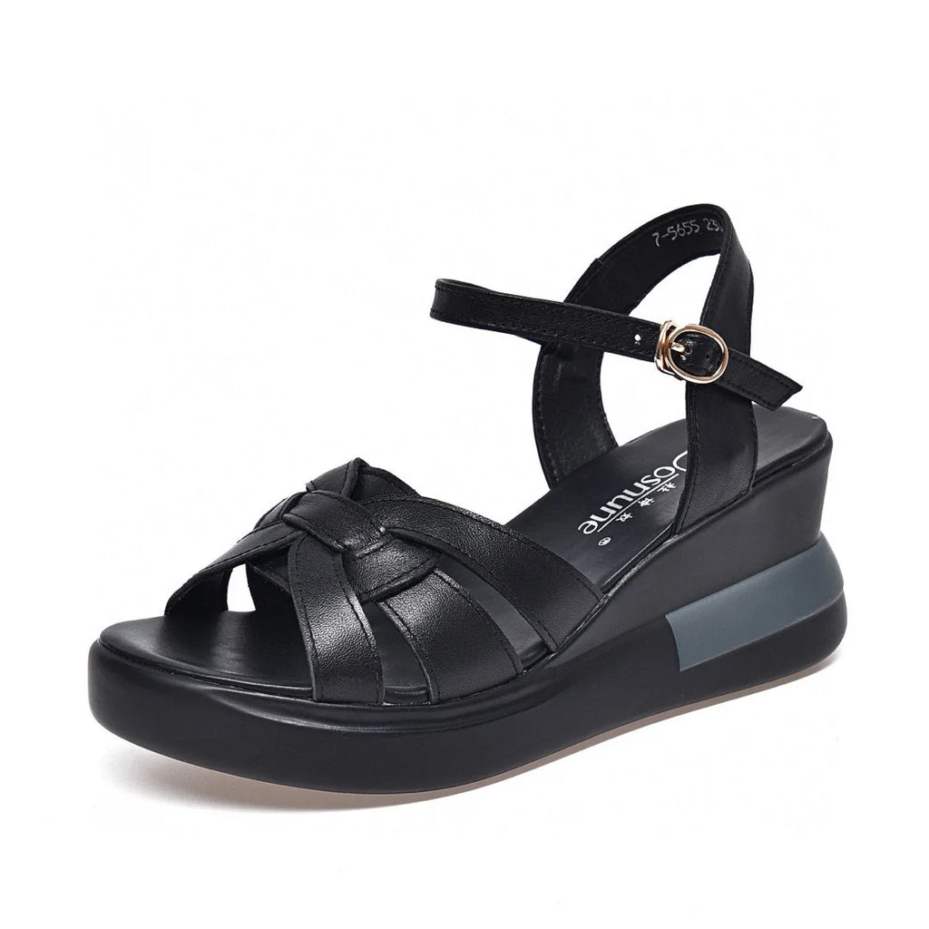 2023 summer new Women's Platform Wedge Sandals – Open Toe Waterproof Casual Summer Shoesomen's wedge sandals head layer cowhide open toe after empty line with leisure waterproof platform platform pla
