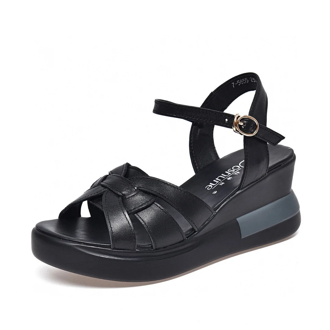 2023 summer new Women's Platform Wedge Sandals – Open Toe Waterproof Casual Summer Shoesomen's wedge sandals head layer cowhide open toe after empty line with leisure waterproof platform platform pla