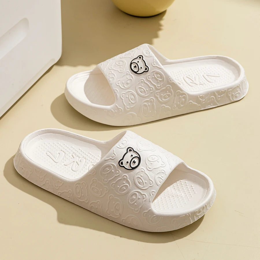 Cute Bear Slippers for Women & Men – Soft Cartoon Summer Sandals