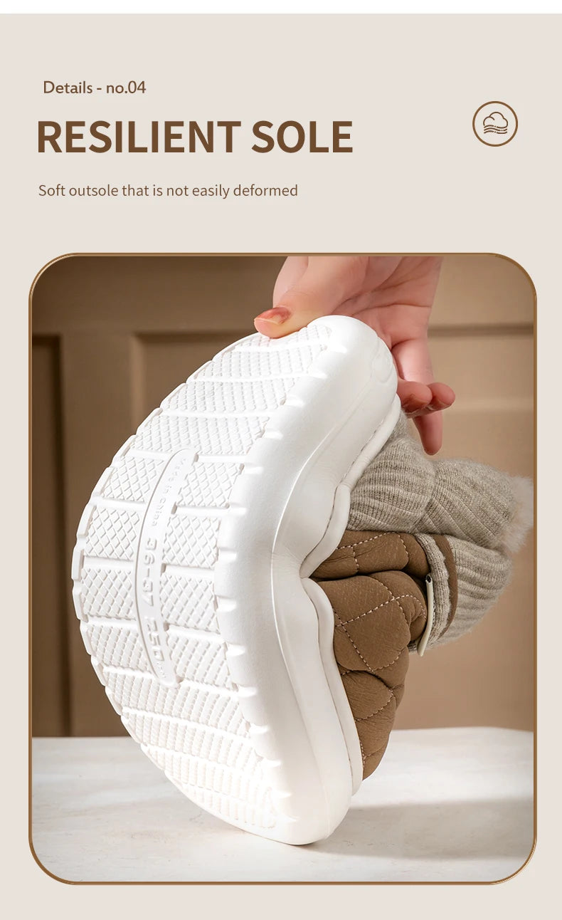 Winter Warm Cotton Slippers – Thick-Soled Fleece-Lined Non-Slip Outdoor Shoes