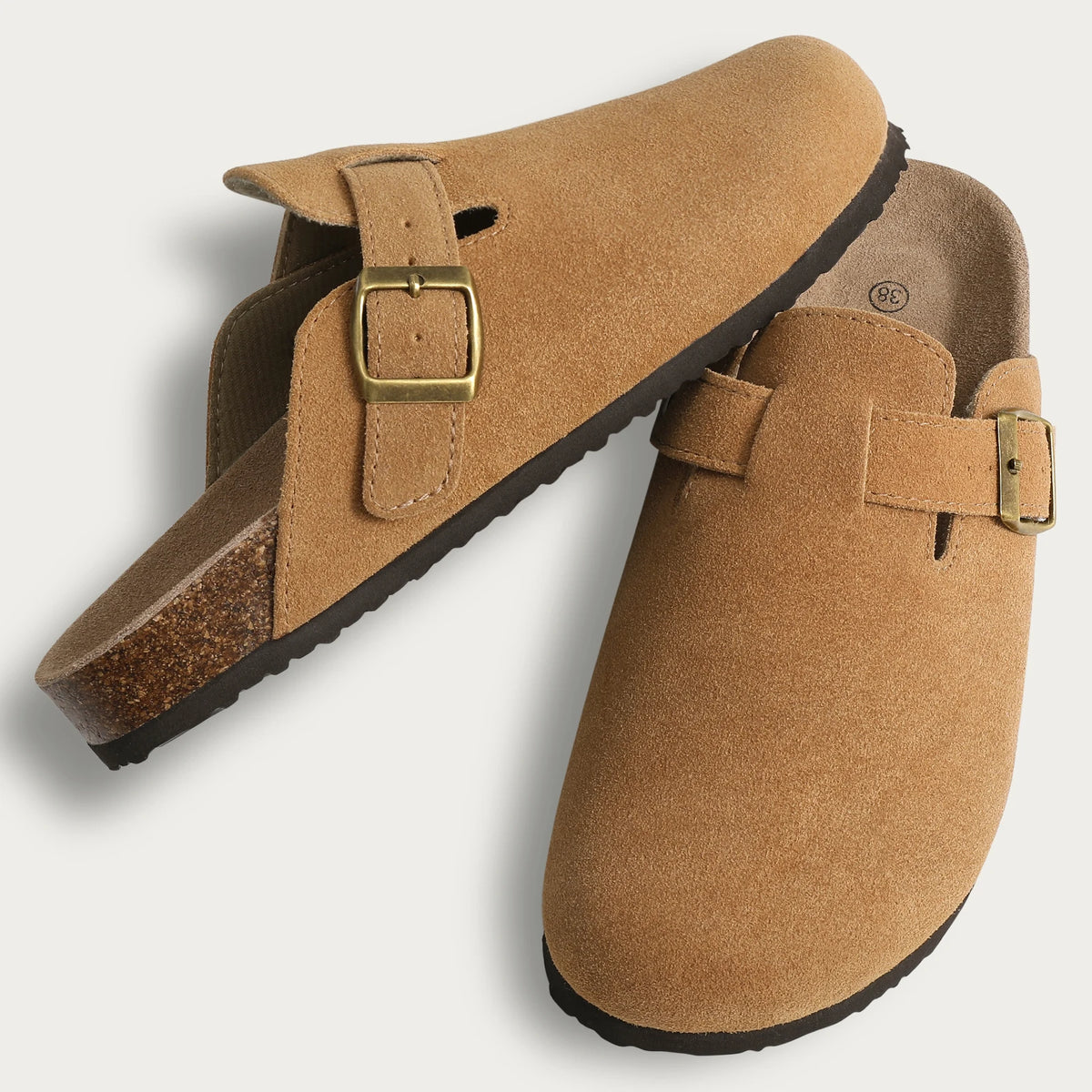 Unisex Suede Mules & Clogs – Cork Insole Sandals with Arch Support