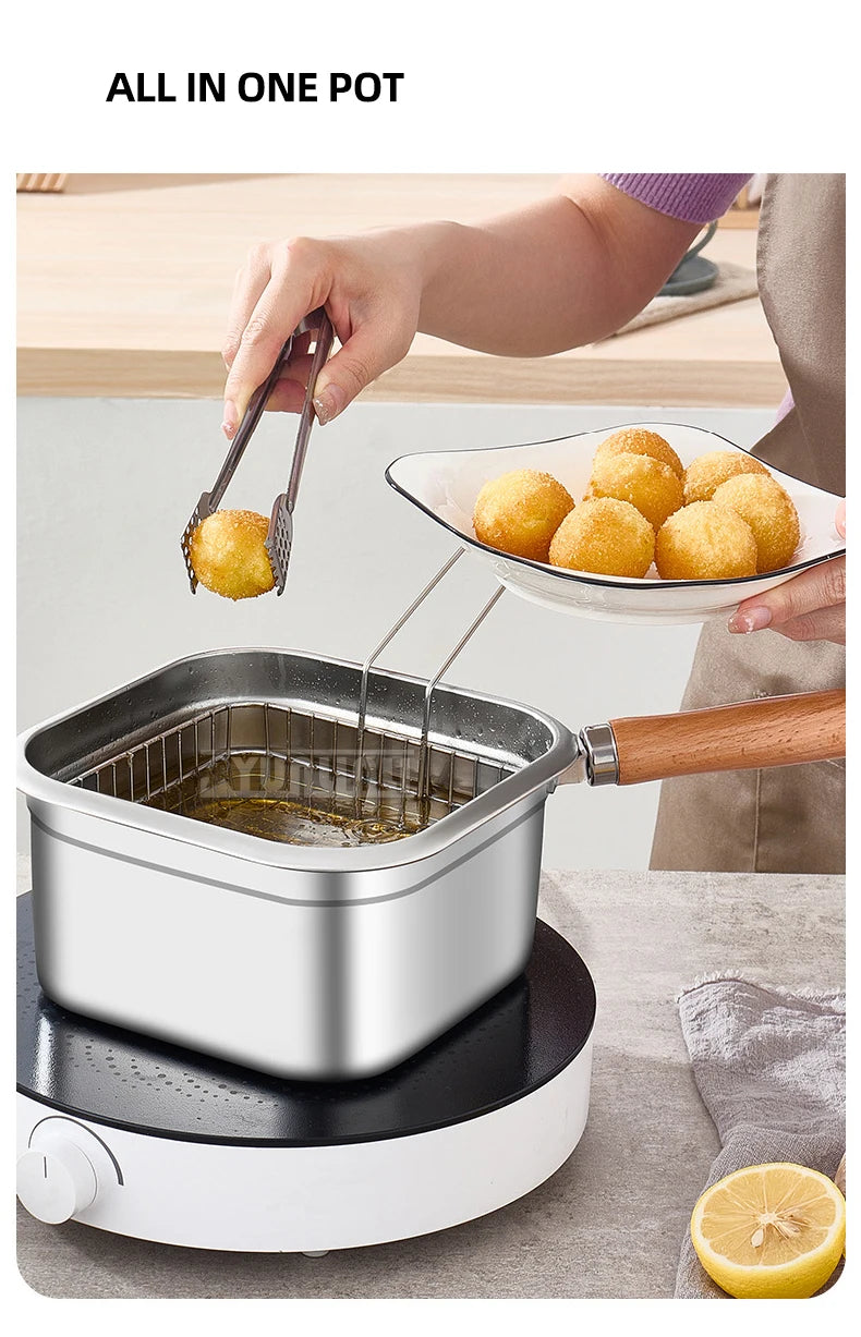 Portable Stainless Steel Deep Frying Pan
