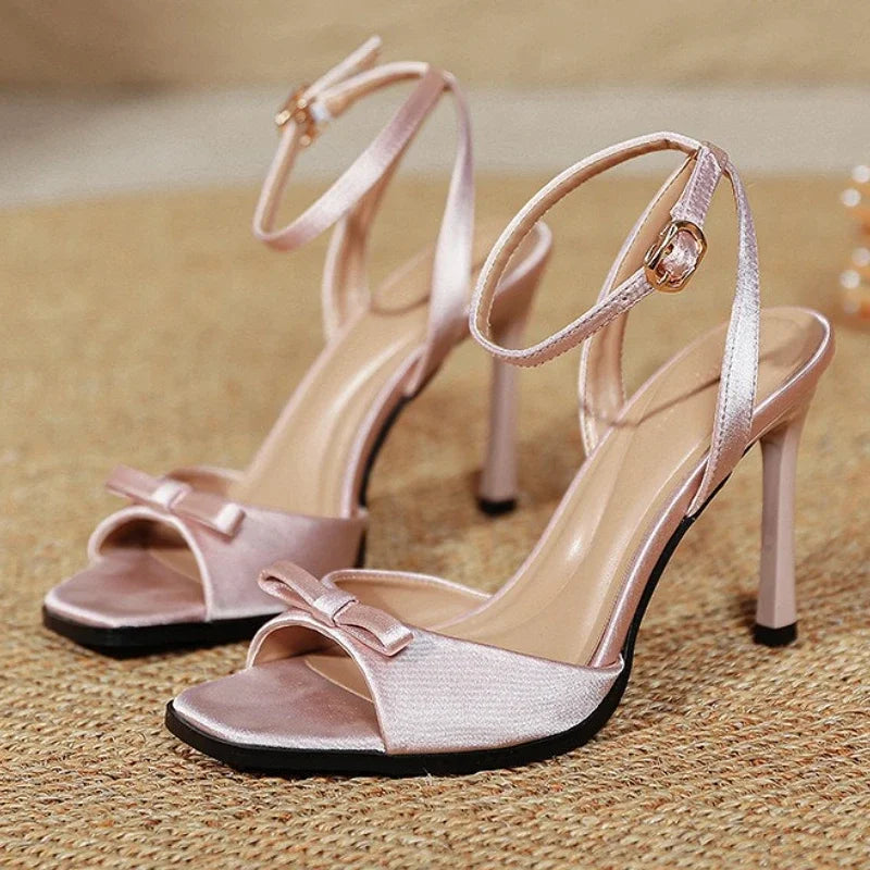 Women's Elegant High Heel Sandals – Bowknot Ankle Strap Dress Shoes