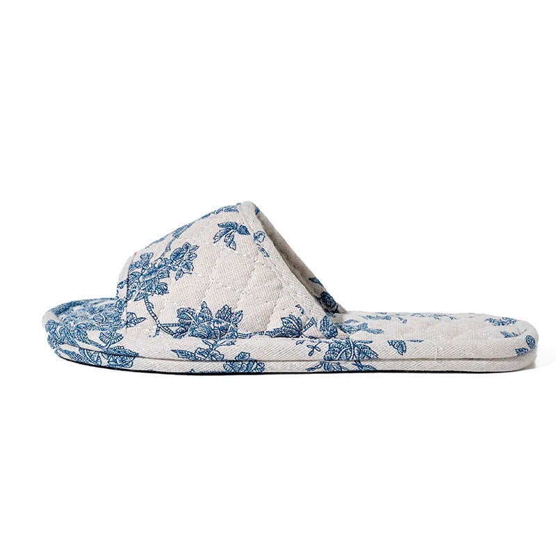 Soft Cotton Floral Slippers – Lightweight Non-Slip Indoor House Shoes