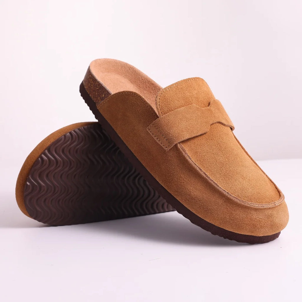 Litfun Women's Cork Clogs – Suede Mules with Arch Support & Non-Slip Sole