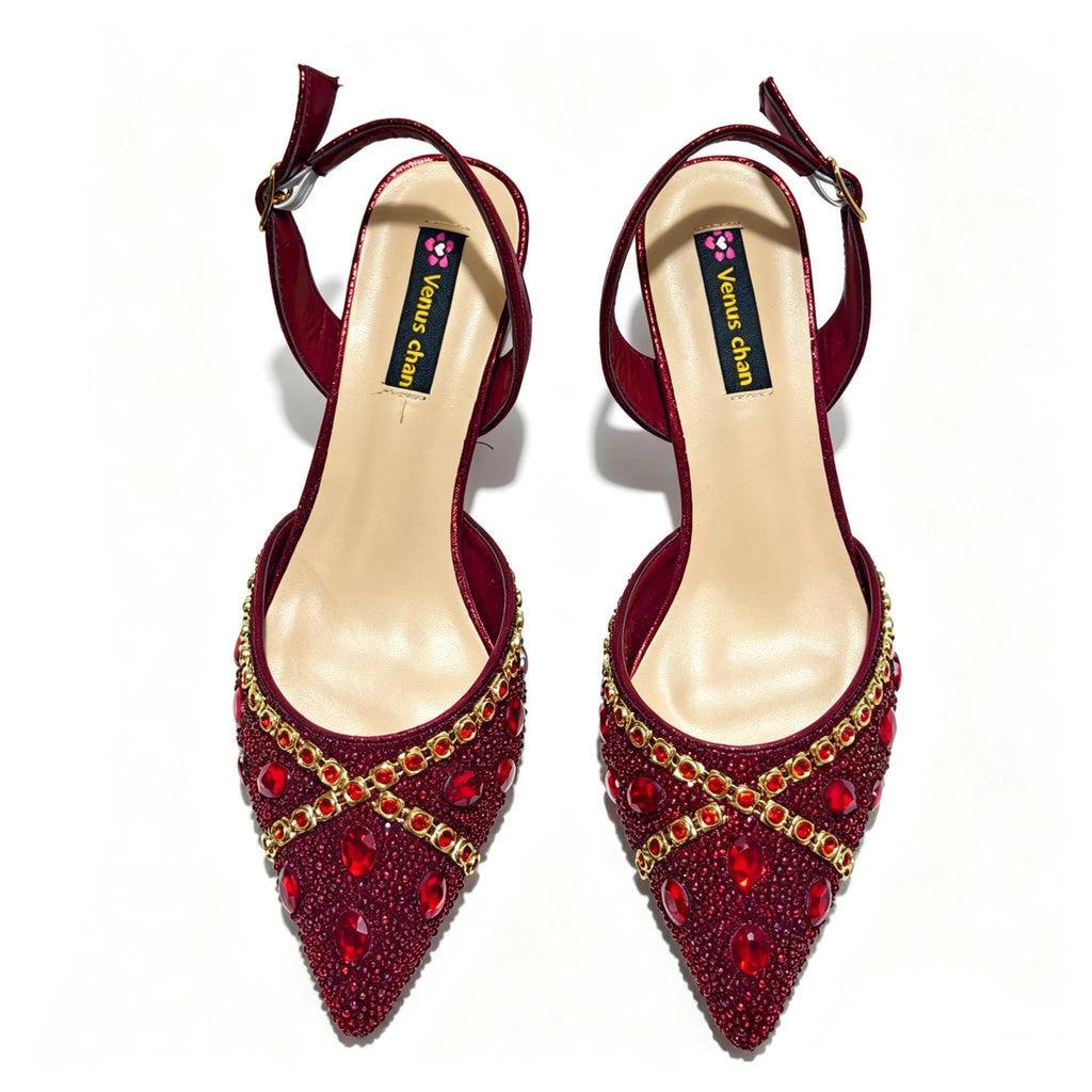 Women's Purple & Gold High Heel Pumps with Matching Bag – Elegant Wedding Shoe Set