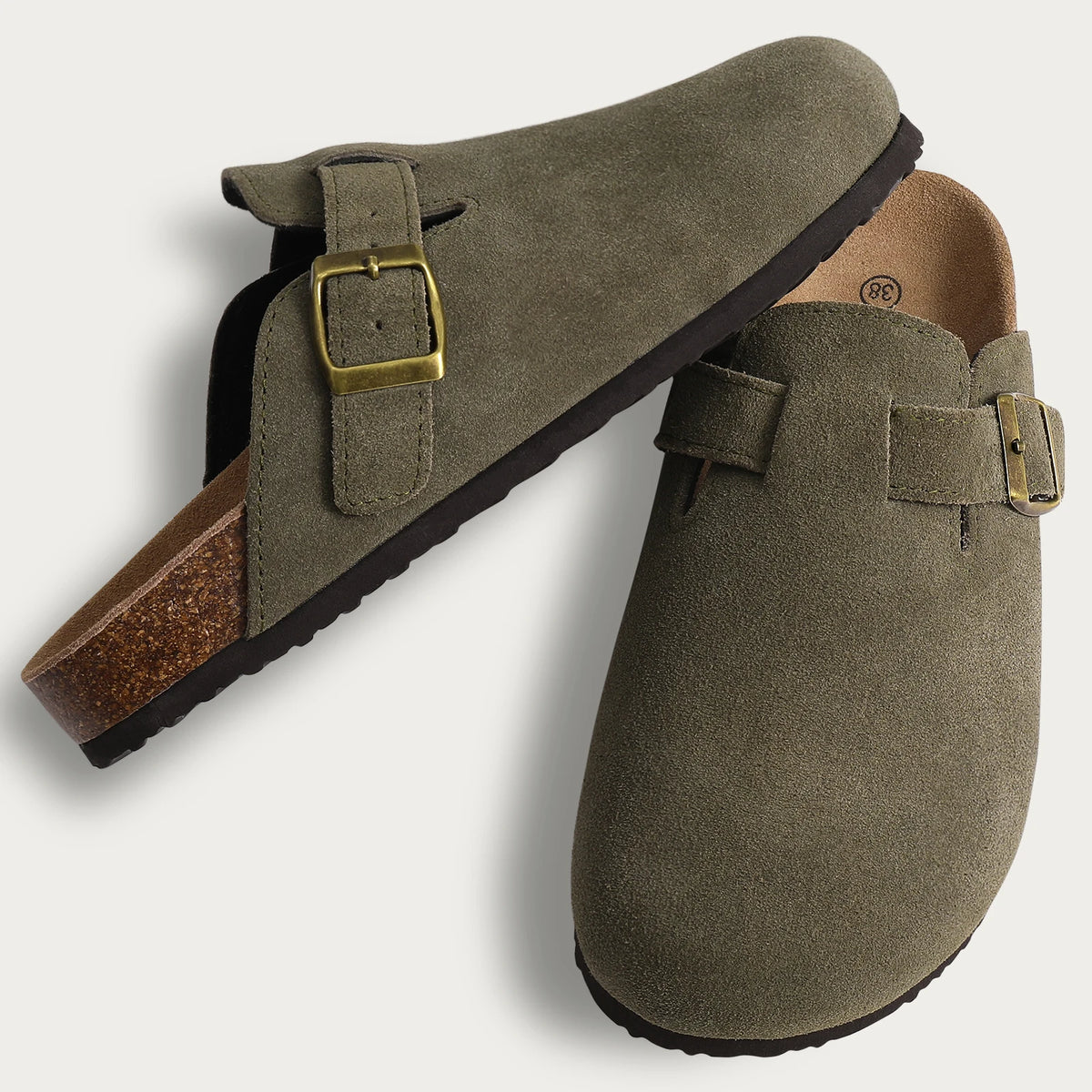 Unisex Suede Mules & Clogs – Cork Insole Sandals with Arch Support