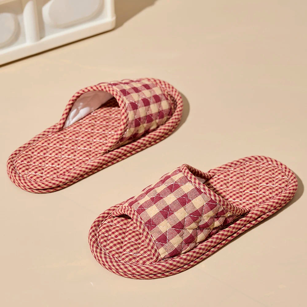 Women's Floral Cotton Slippers – Lightweight Soft Non-Slip Indoor House Shoes