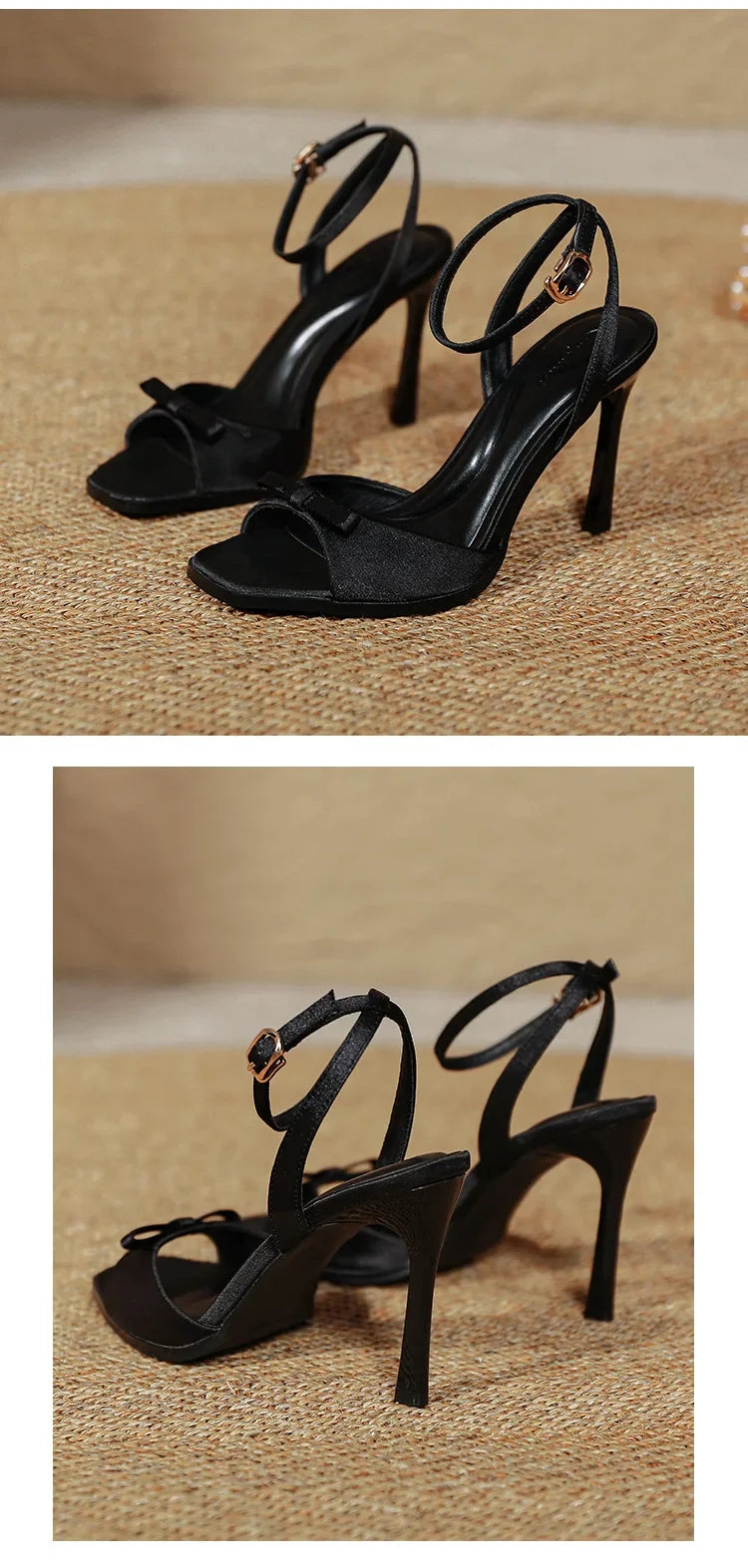 Women's Elegant High Heel Sandals – Bowknot Ankle Strap Dress Shoes