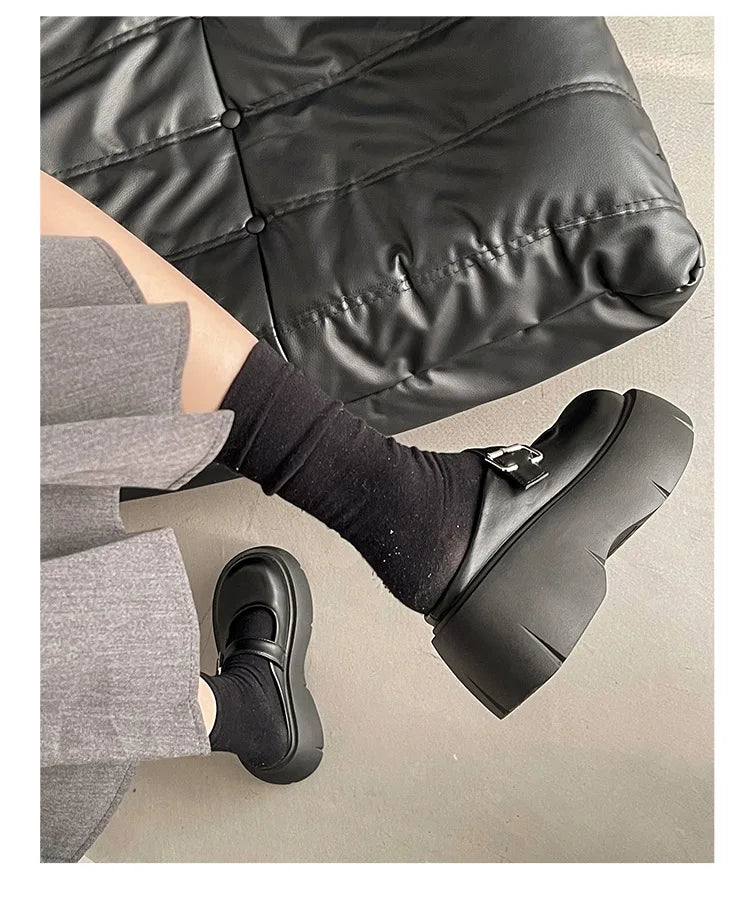 Platform Mules Shoes Women Slingback Slippers Shoe Spring Autumn New Casual Walking Chunky High Heels Buckle Ladies Half Slipper