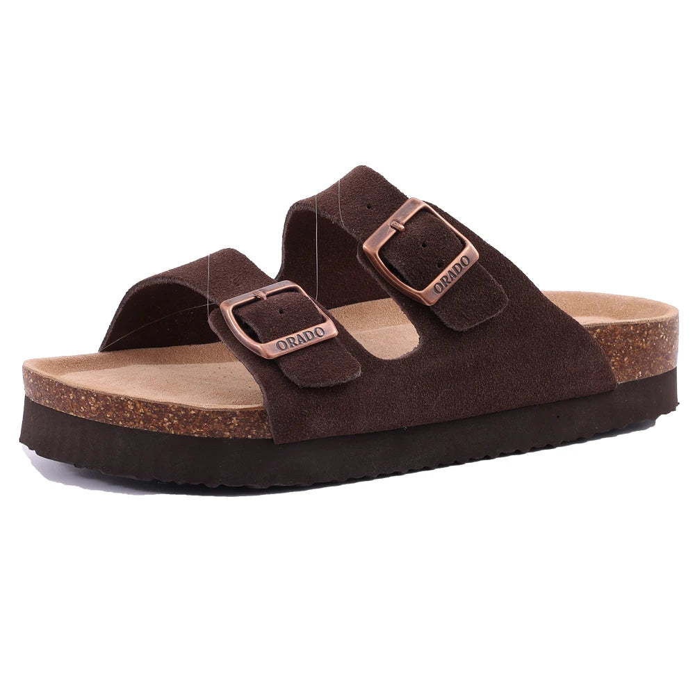 Unisex Suede Mules & Clogs – Cork Insole Sandals with Arch Support