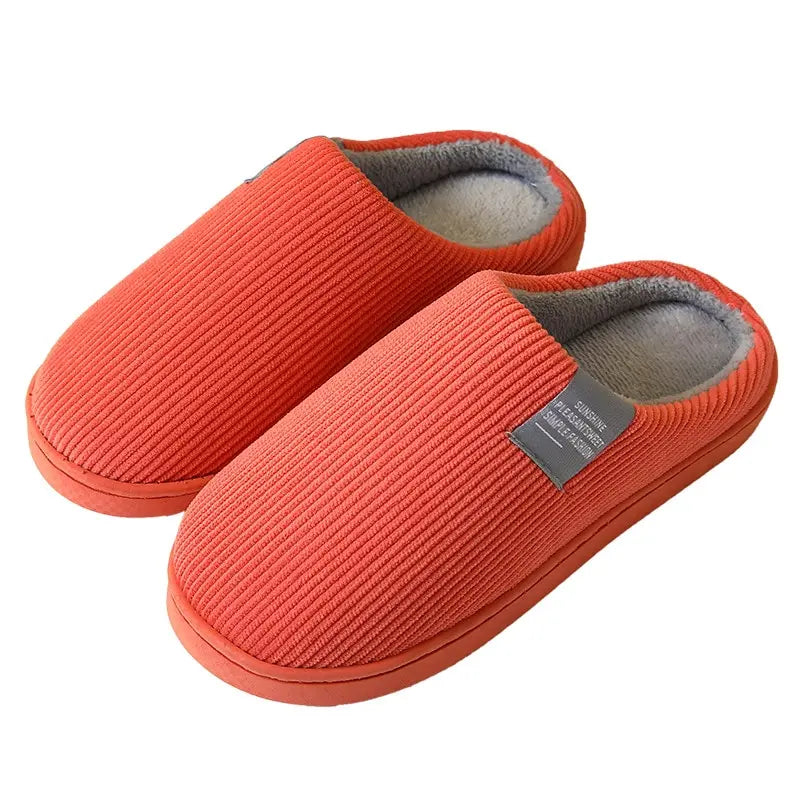 Unisex Plush Winter Slippers – Thick Soft-Soled Non-Slip Indoor House Shoes
