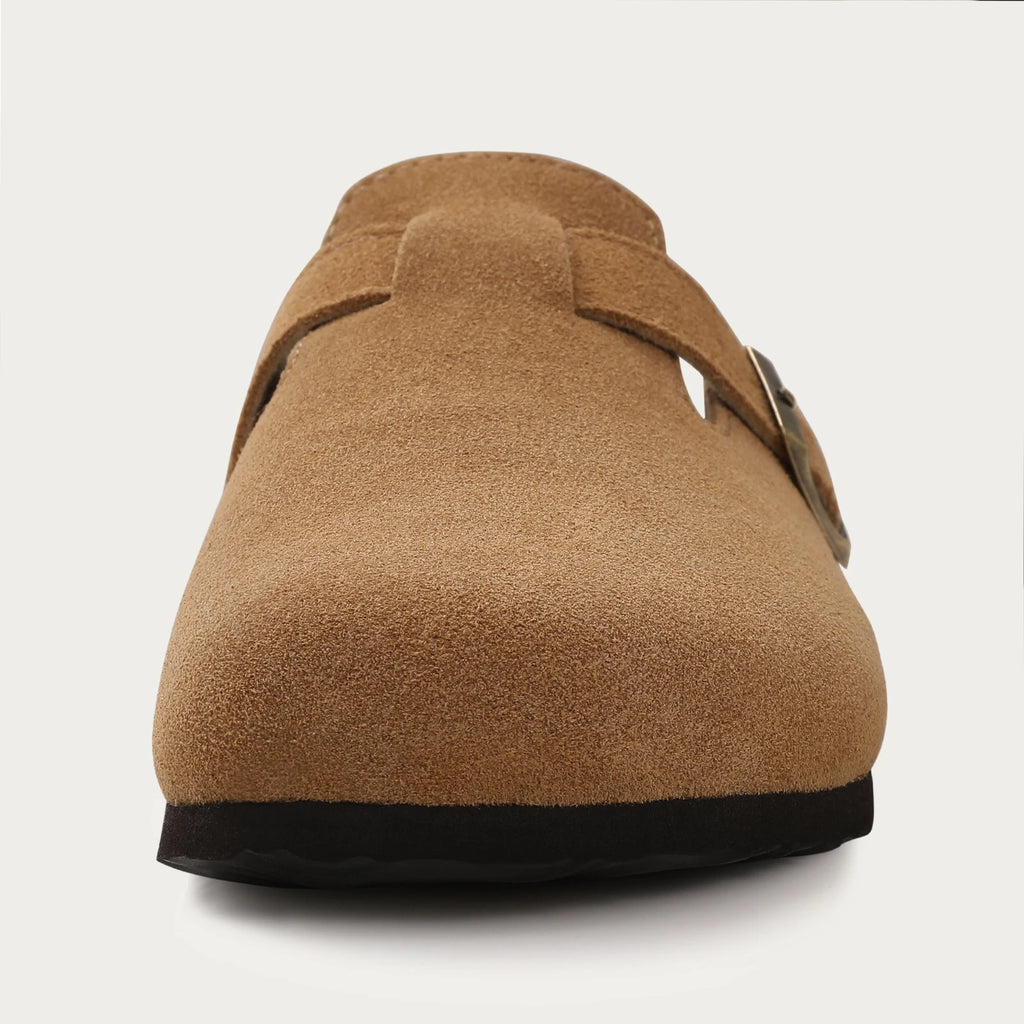 Unisex Suede Mules & Clogs – Cork Insole Sandals with Arch Support