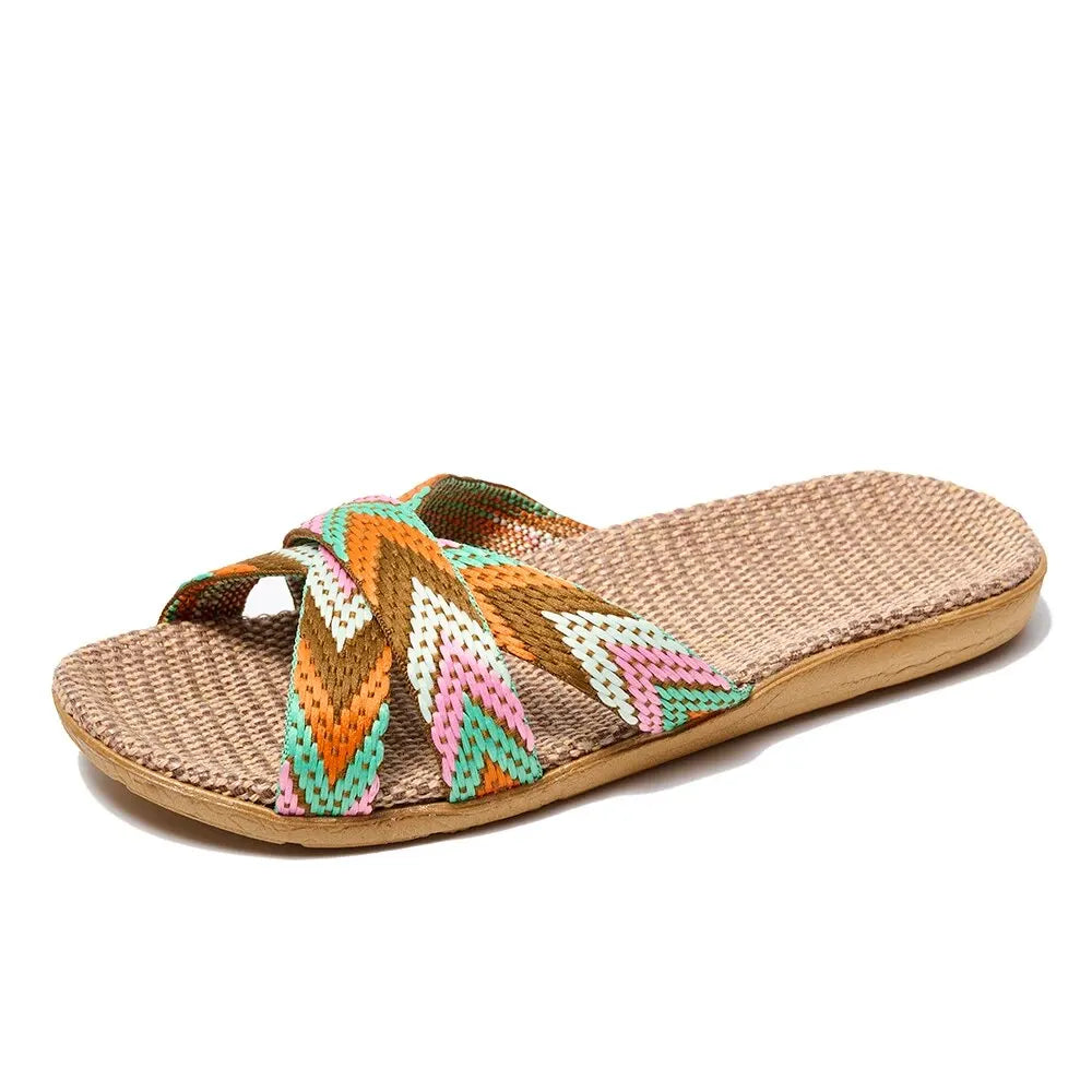 Women's Lightweight Linen Slippers – Soft Indoor Home Shoes for Couples