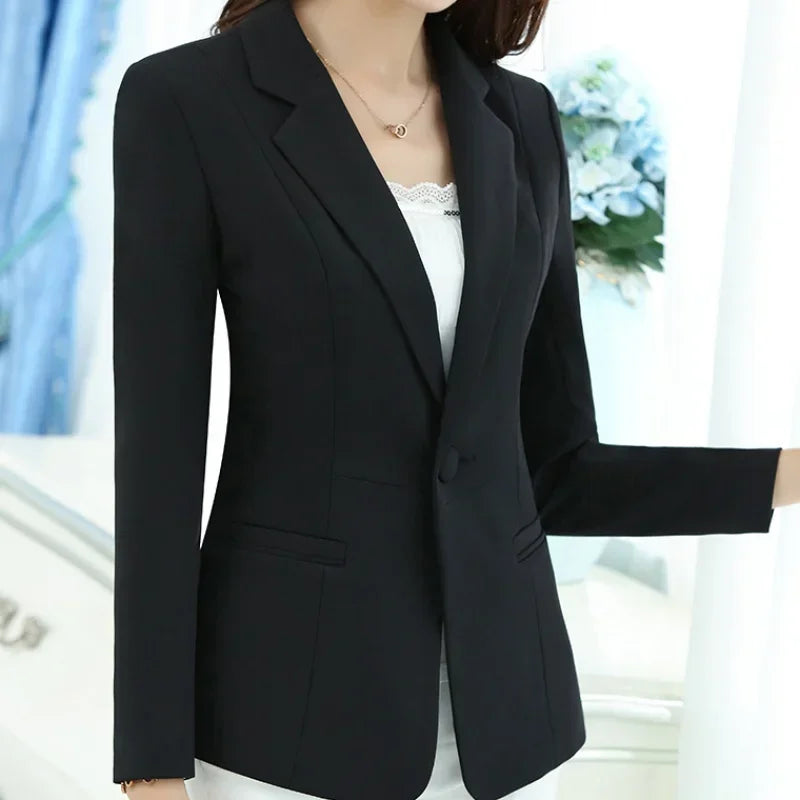 Women's Pink Blazer – Elegant Long-Sleeve Office Jacket for Work & Casual Wear