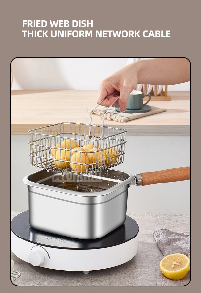 Portable Stainless Steel Deep Frying Pan
