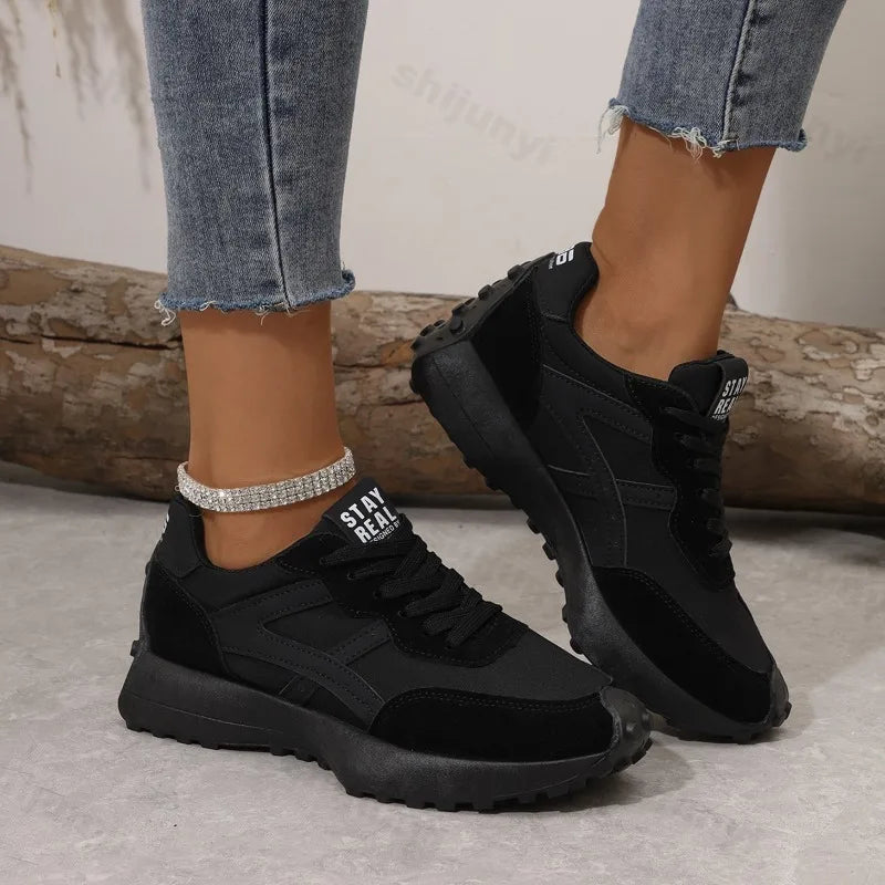 Women's Casual Platform Sneakers – Fashion Lace-Up Walking & Running Shoes, Non-Slip Outdoor Sports Shoes