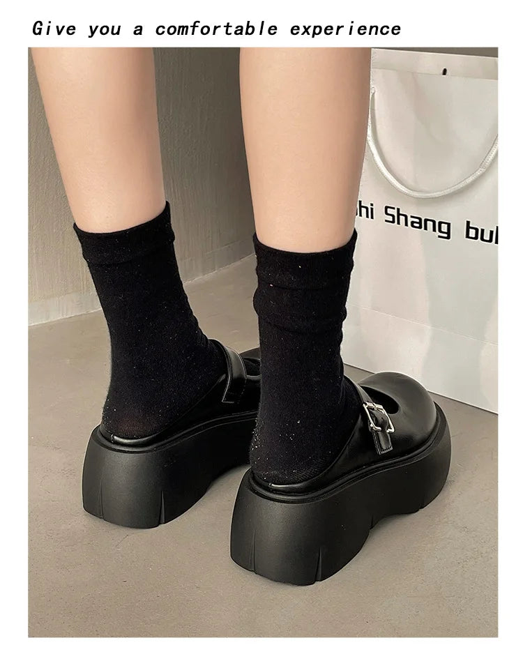 Platform Mules Shoes Women Slingback Slippers Shoe Spring Autumn New Casual Walking Chunky High Heels Buckle Ladies Half Slipper